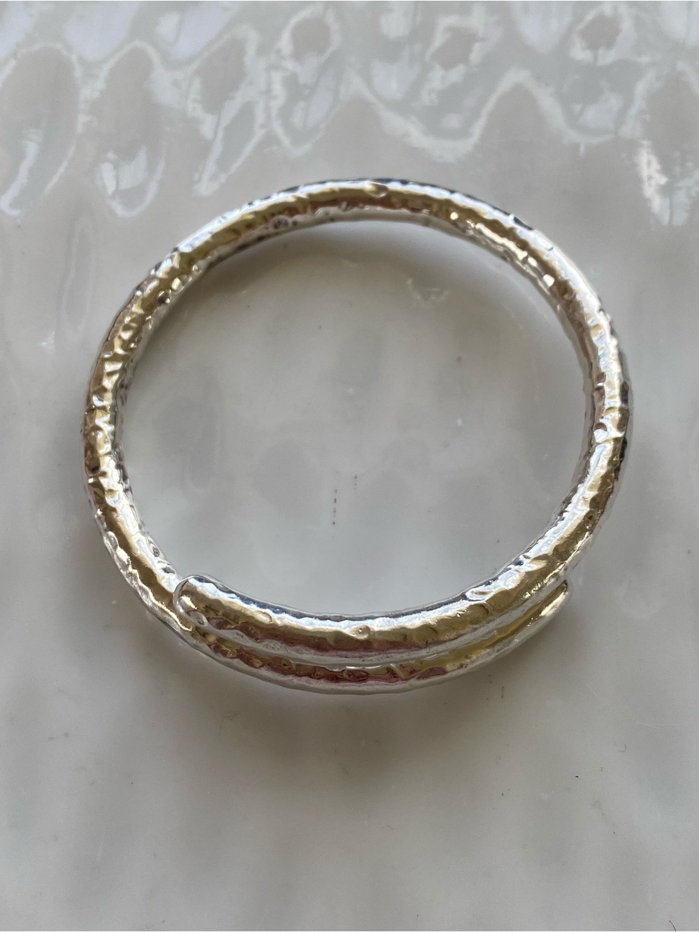 Sterling Silver Hammered Wrap Bangle Bracelet - Picture 6 of 10